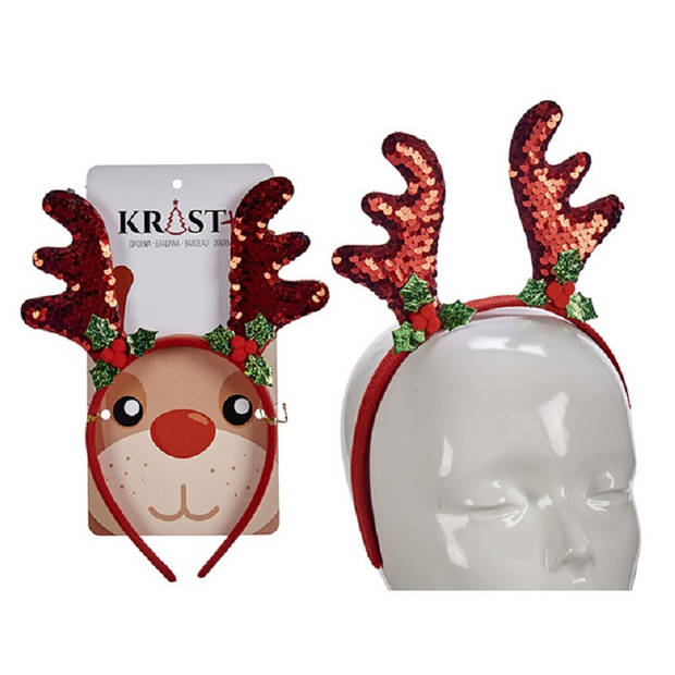 Krist+ kerst haarband - rendier gewei - 21 cm -A kunststof - Verkleedattributen