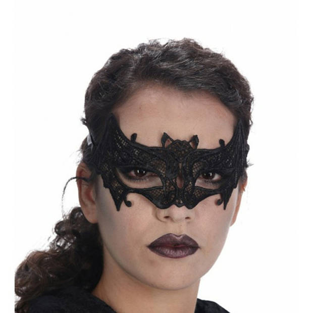 Halloween oogmasker - vleermuis - zwart - kant - voor dames - Verkleedmaskers