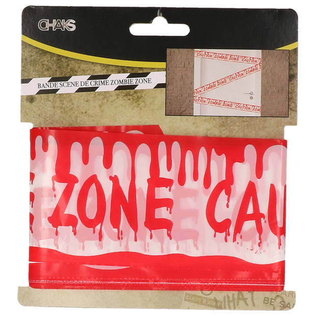 Markeerlint/afzetlint - Caution: Zombie Zone - 9M - rood/wit - kunststof - Markeerlinten