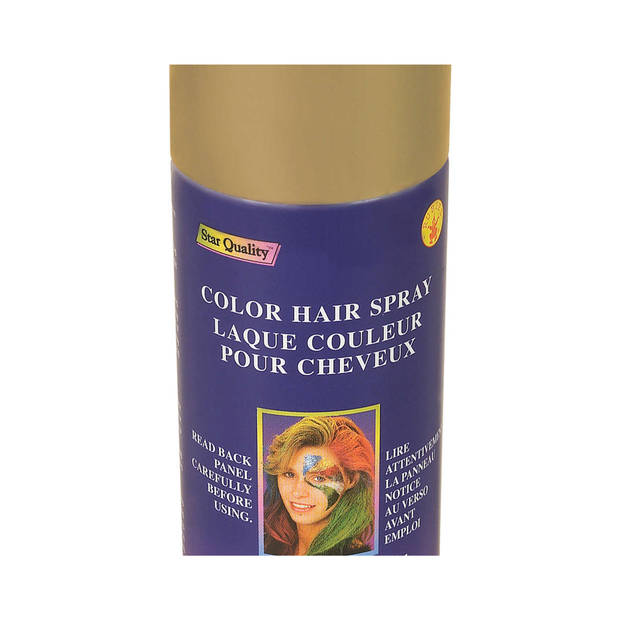 Haarverf/haarspray - goud - spuitbus - 125 ml - Carnaval - Verkleedhaarkleuring