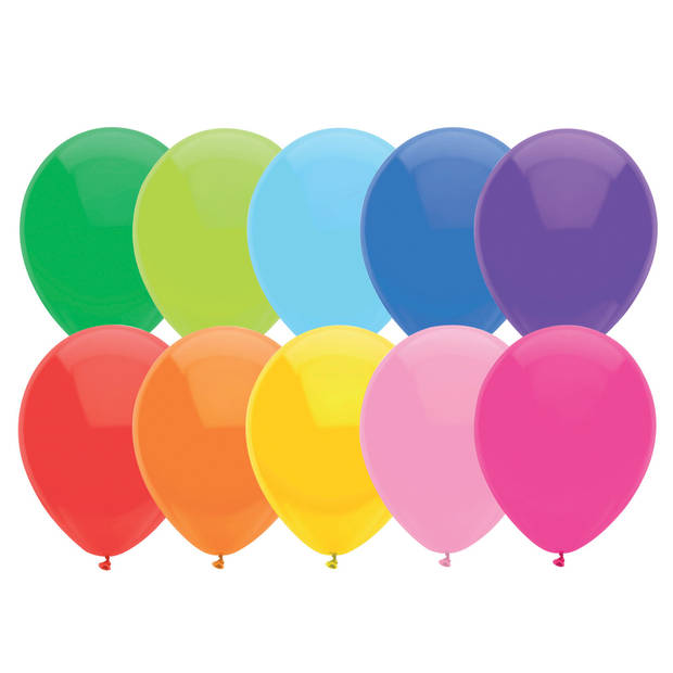 100x gekleurde party ballonnen 27 cm inclusief pomp - Ballonnen
