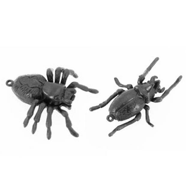 Chaks nep kever/insecten mix ophangbaar - 6 cm - zwart - 6x - decoratieve griezel beestjes - Feestdecoratievoorwerp