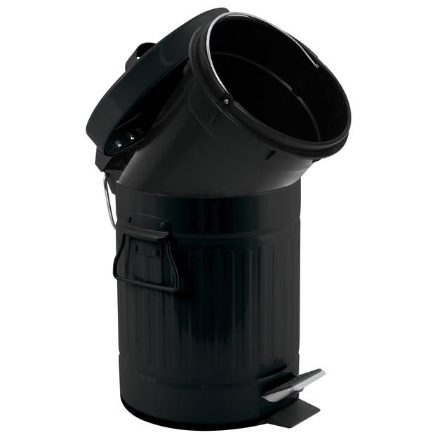MSV Prullenbak/pedaalemmer - Industrial - metaal - zwart - 3L - 17 x 26 cm - Badkamer/toilet - Pedaalemmers