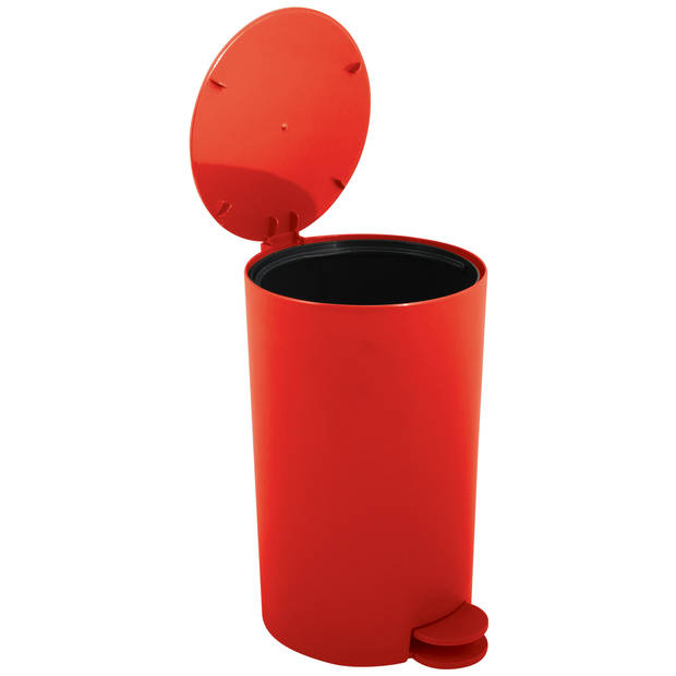 MSV kleine pedaalemmer - 2x - kunststof - rood - 3L - 15 x 27 cm - Badkamer/toilet - Pedaalemmers