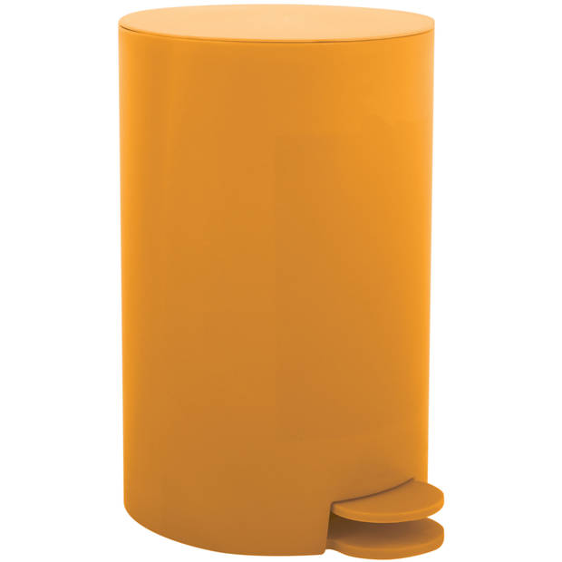 MSV kleine pedaalemmer - kunststof - saffraan geel - 3L - 15 x 27 cm - Badkamer/toilet - Pedaalemmers