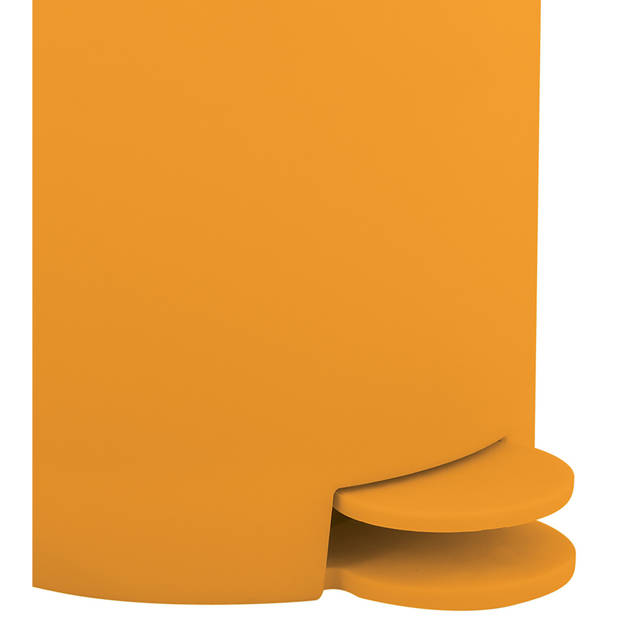 MSV kleine pedaalemmer - 2x - kunststof - saffraan geel - 3L - 15 x 27 cm - Badkamer/toilet - Pedaalemmers