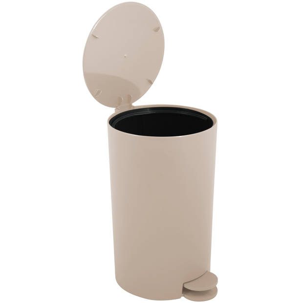 MSV kleine pedaalemmer - 2x - kunststof - beige - 3L - 15 x 27 cm - Badkamer/toilet - Pedaalemmers