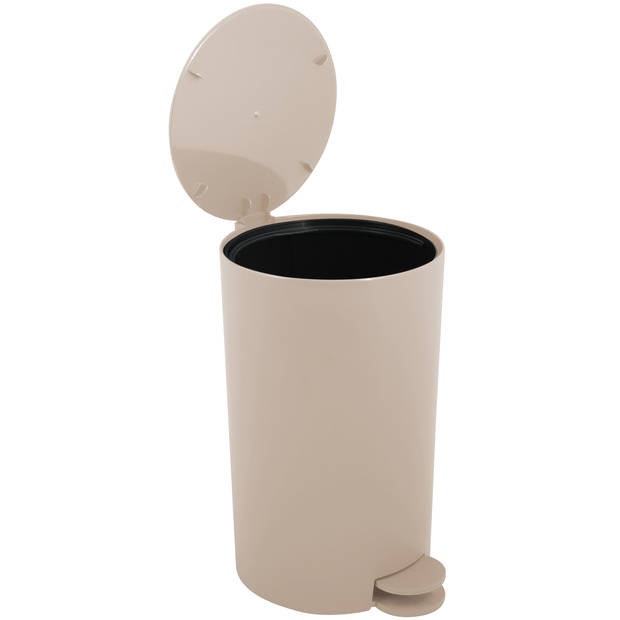 MSV kleine pedaalemmer - kunststof - beige - 3L - 15 x 27 cm - Badkamer/toilet - Pedaalemmers