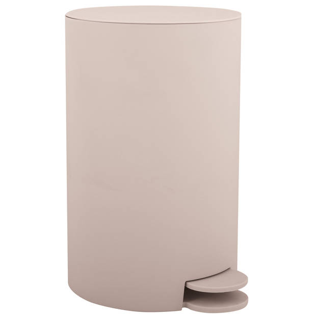 MSV kleine pedaalemmer - kunststof - beige - 3L - 15 x 27 cm - Badkamer/toilet - Pedaalemmers