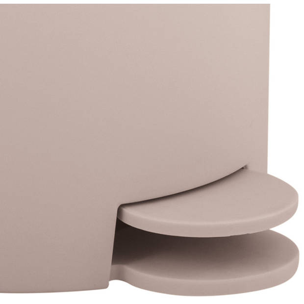 MSV kleine pedaalemmer - 2x - kunststof - beige - 3L - 15 x 27 cm - Badkamer/toilet - Pedaalemmers