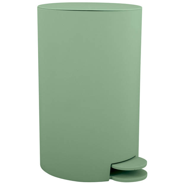 MSV kleine pedaalemmer - kunststof - groen - 3L - 15 x 27 cm - Badkamer/toilet - Pedaalemmers