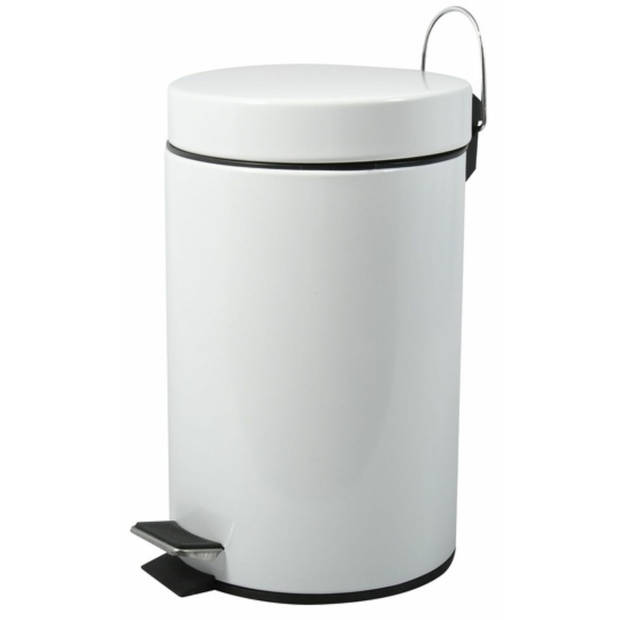 MSV Prullenbak/pedaalemmer - metaal - wit - 20 liter - 29 x 45 cm - Medium-size - Pedaalemmers