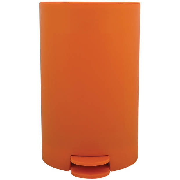 MSV kleine pedaalemmer - kunststof - oranje - 3L - 15 x 27 cm - Badkamer/toilet - Pedaalemmers