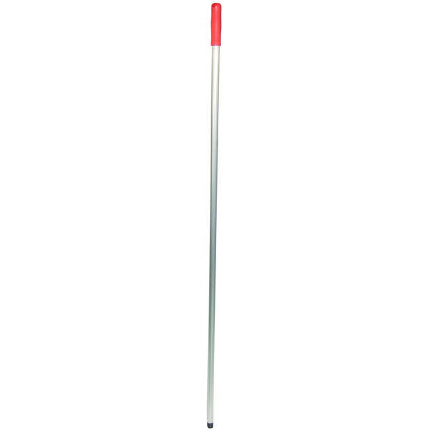 Universeel bruikbare Bezem/vloertrekker/mop steel aluminium - wit/rood - 145 cm - Bezem