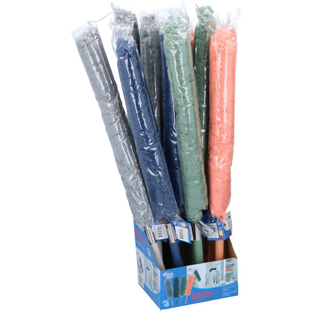 Lifetime Clean plumeau/duster XL - uitschuifbaar - synthetisch - blauw/grijs - 55-142 cm - plumeaus
