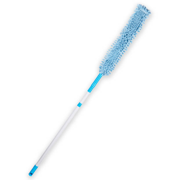 Plumeau/duster microvezel - uitschuifbaar - flexibel - blauw - 54-160 cm - plumeaus