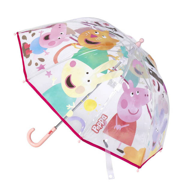 Disney Peppa Pig paraplu - transparant/roze - D71 cm - voor kinderen - Paraplu's