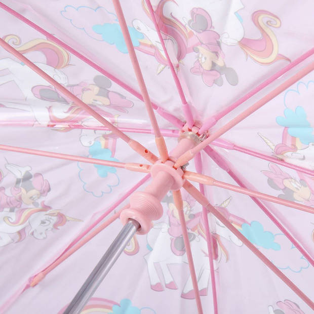 Disney Minnie Mouse paraplu - roze - D66 cm - met eenhoorns - voor kinderen - Paraplu's
