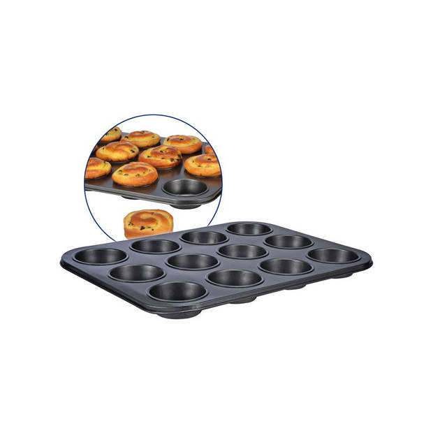 Set van 1x bakvorm/cakevorm en 1x muffinvorm met anti-aanbak laag - Cakevormen