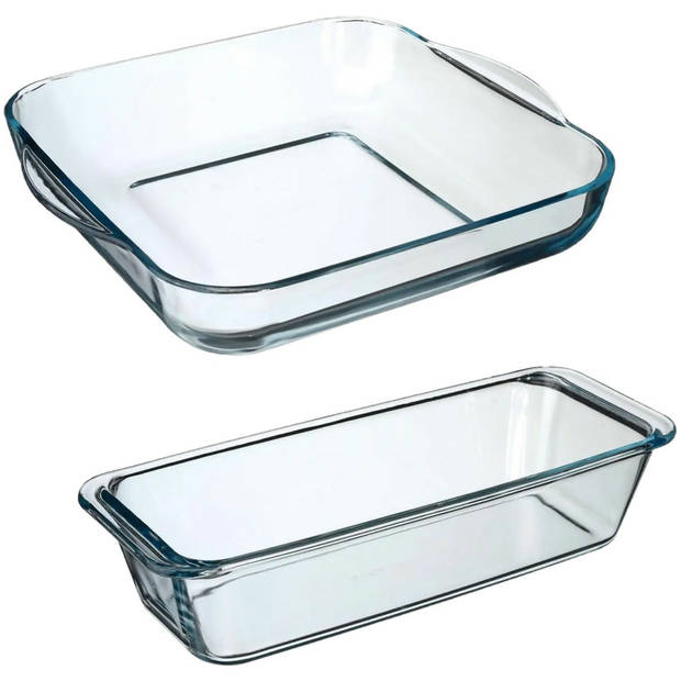 Ovenschalen set 2x formaten - Glas - 29 x 29 cm/31 x 12 cm - Ovenschalen