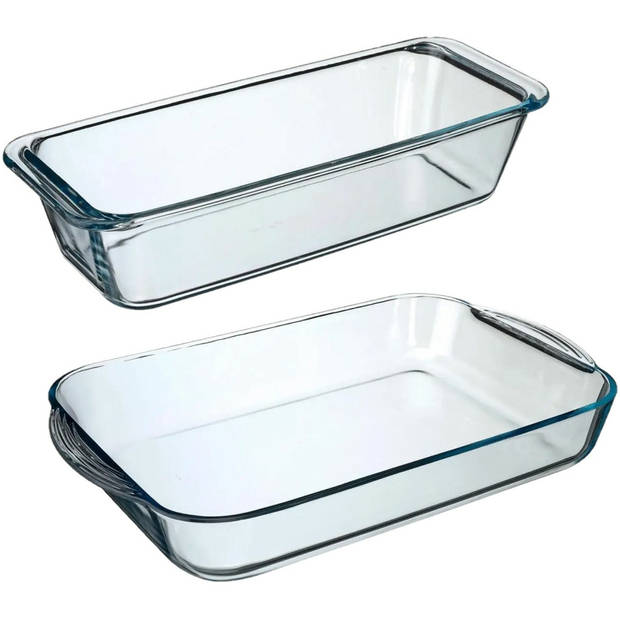 Ovenschalen set 2x formaten - Glas - 40 x 25 cm/31 x 12 cm - Ovenschalen