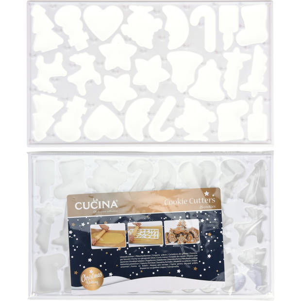 La Cucina kerstkoekjes vormpjes 25x stuks - uitsteekvormpjes - Uitsteekvormen