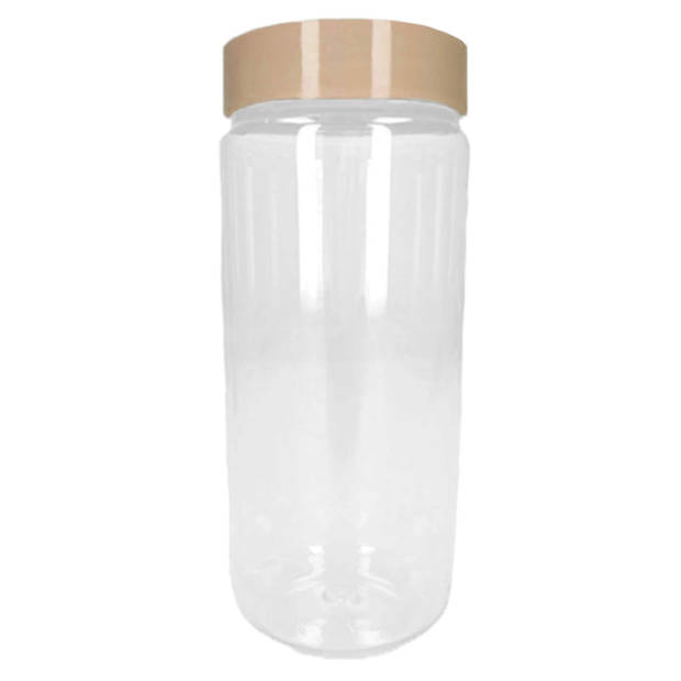 Voorraadpot/bewaarpot - 2x - 550 ml - kunststof - beige - B7 x H16 cm - Voorraadpot