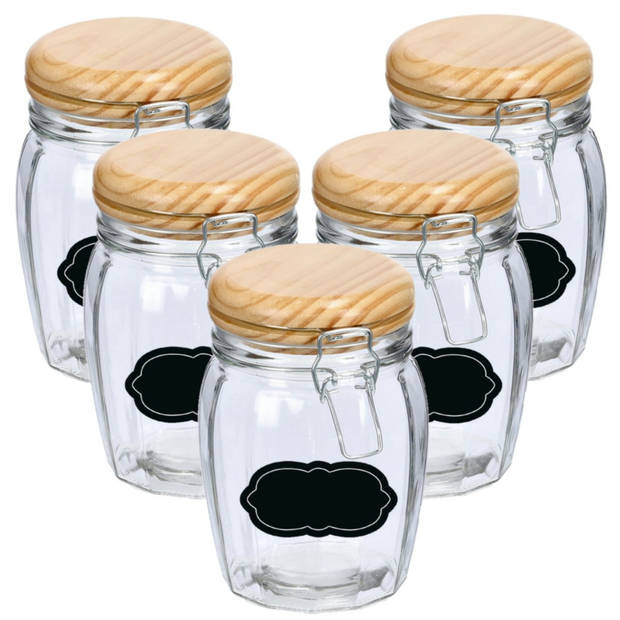 Weckpot/inmaakpot - 10x - 820 ml - glas - met beugelsluiting - incl. etiketten - Weckpotten