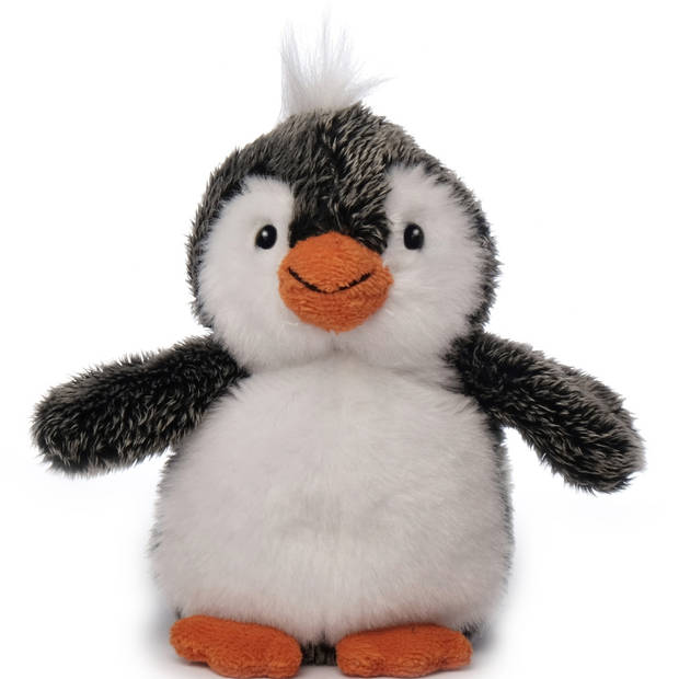 Inware pluche pinguin knuffeldier - grijs/wit - staand - 13 cm - Knuffel zeedieren