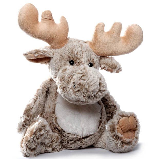 Inware pluche eland rendier knuffeldier - grijs - zittend - 26 cm - Knuffeldier