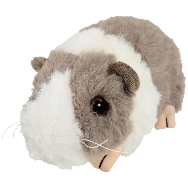 Inware pluche cavia knuffeldier - grijs/wit - staand - 15 cm - Knuffeldier