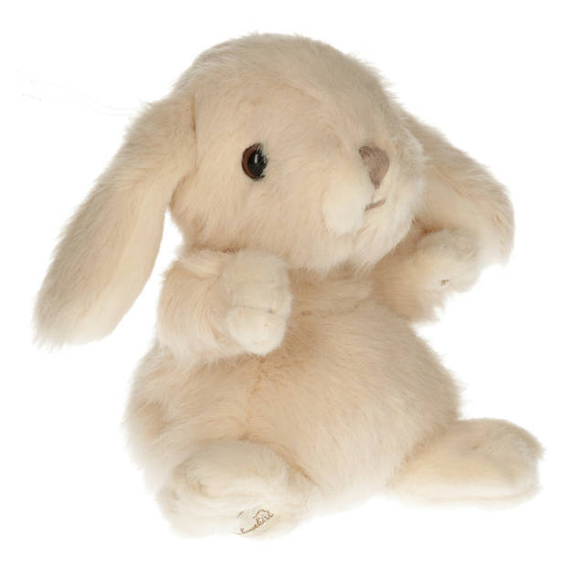 Bukowski pluche konijn knuffeldier - creme wit - zittend - 15 cm - Knuffel huisdieren
