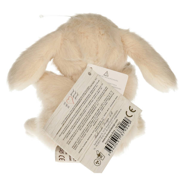 Bukowski pluche konijn knuffeldier - beige - zittend - 15 cm - Knuffel huisdieren
