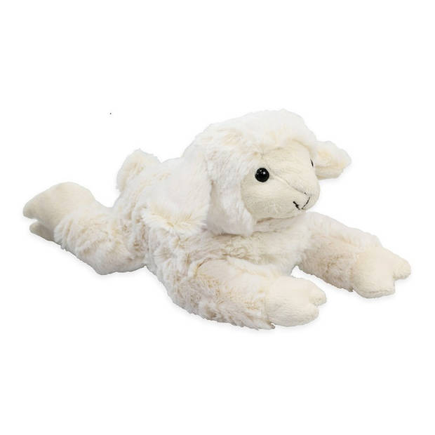 Inware pluche lammetje/schaap knuffeldier - wit - liggend - 22 cm - Knuffel boederijdieren