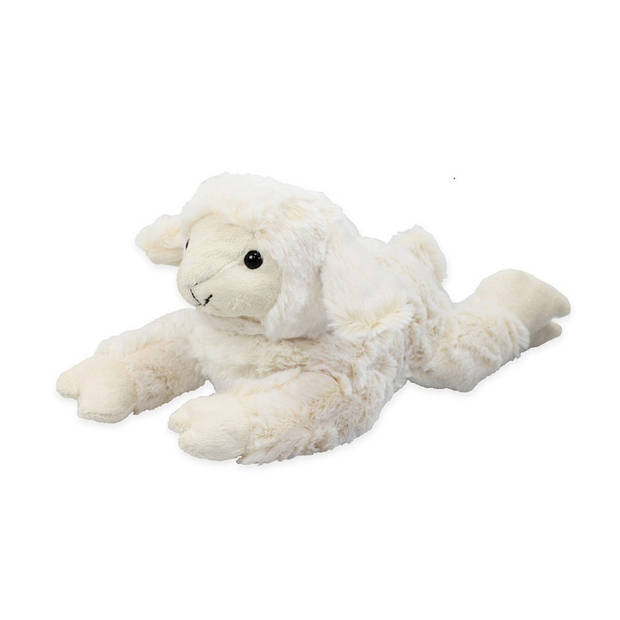 Inware pluche lammetje/schaap knuffeldier - wit - liggend - 22 cm - Knuffel boederijdieren