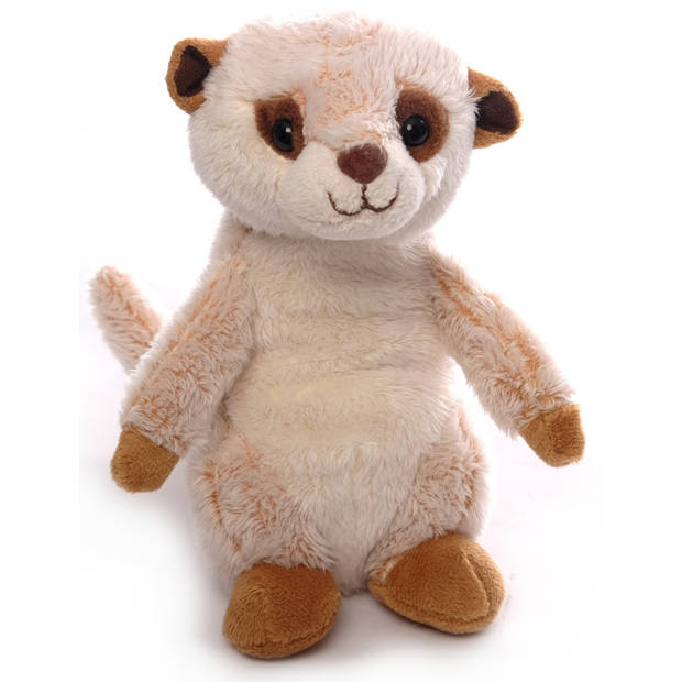 Inware pluche stokstaartje knuffeldier - beige - staand - 16 cm - Knuffeldier