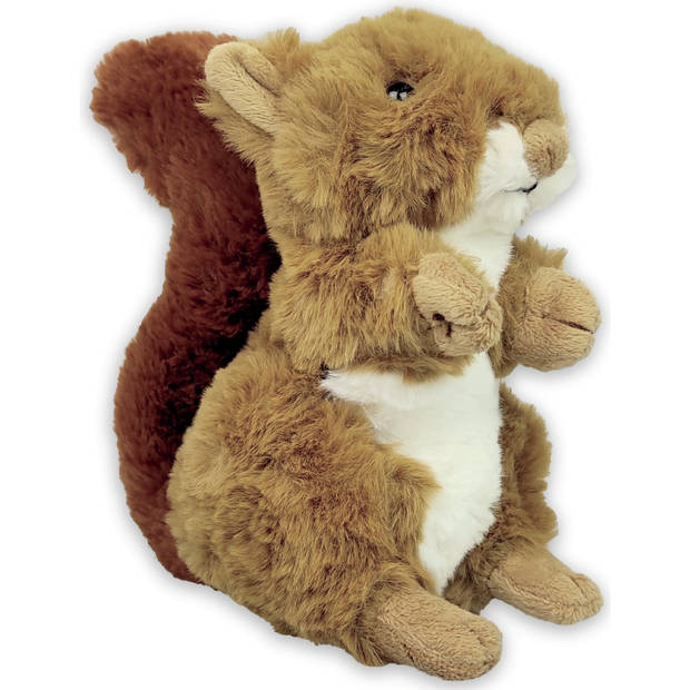 Inware pluche eekhoorn knuffeldier - rood/bruin - zittend - 17 cm - Knuffel bosdieren