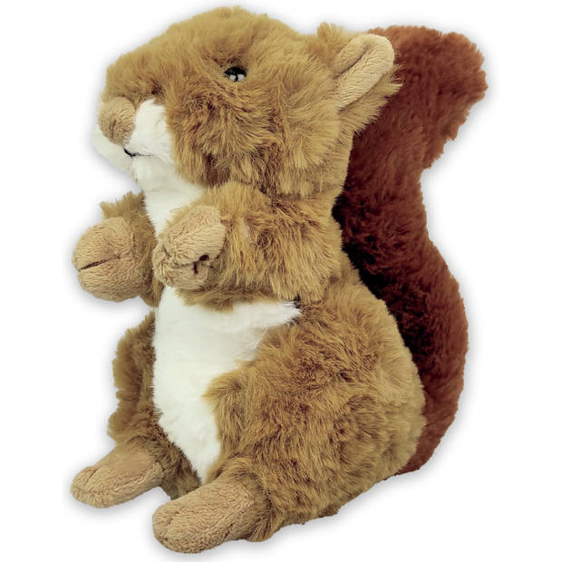 Inware pluche eekhoorn knuffeldier - rood/bruin - zittend - 17 cm - Knuffel bosdieren