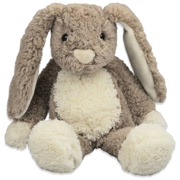 Inware pluche konijn/haas knuffeldier - bruin - zittend - 17 cm - Knuffel bosdieren