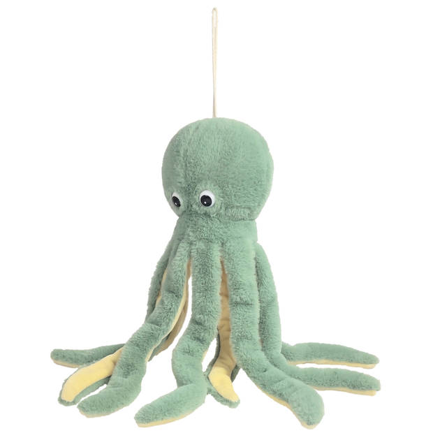 Inware pluche inktvis/octopus knuffeldier - groen - zwemmend - 36 cm - Knuffel zeedieren