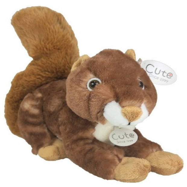 Inware pluche eekhoorn knuffeldier - rood/bruin - zittend - 25 cm - Knuffel bosdieren