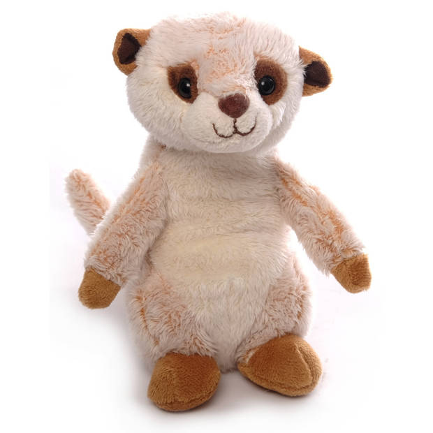 Inware pluche stokstaartje knuffeldier - beige - staand - 20 cm - Knuffeldier