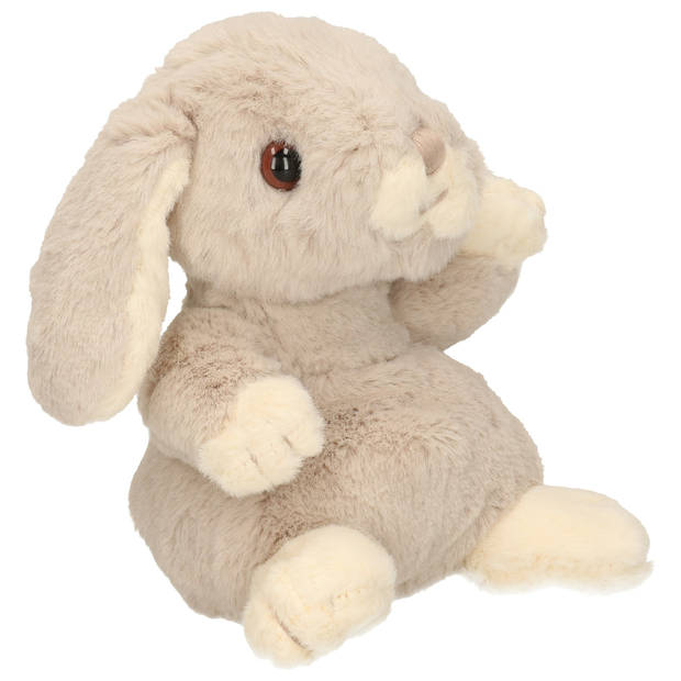 Bukowski pluche konijn knuffeldier - lichtgrijs - zittend - 15 cm - Knuffel huisdieren