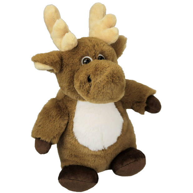 Inware pluche eland rendier knuffeldier - bruin - staand - 24 cm - Knuffeldier