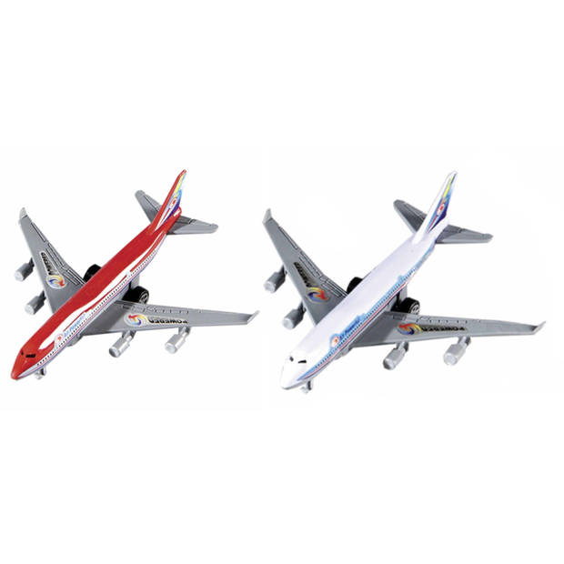 Set van 2x stuks speelgoed vliegtuigjes van 14 cm - Speelgoed vliegtuigen