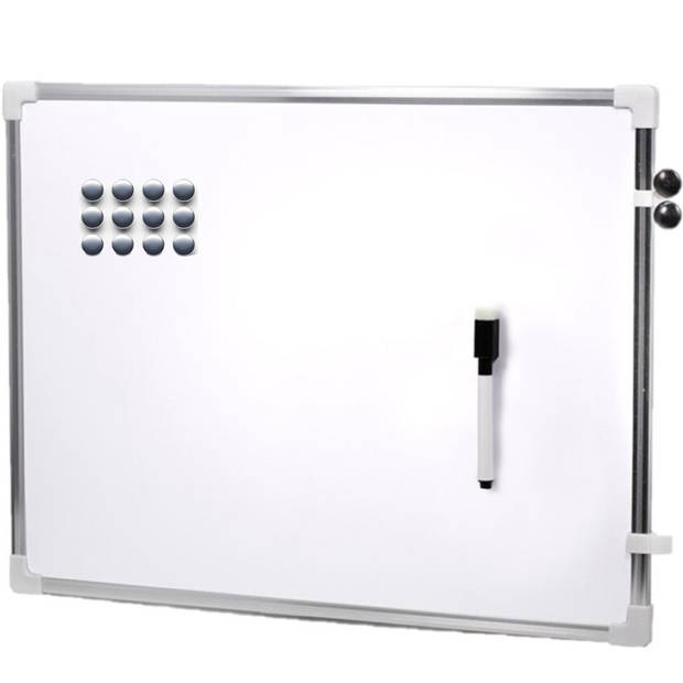 Magnetisch whiteboard met marker/12x magneten zilver - 80 x 60 cm - Whiteboards