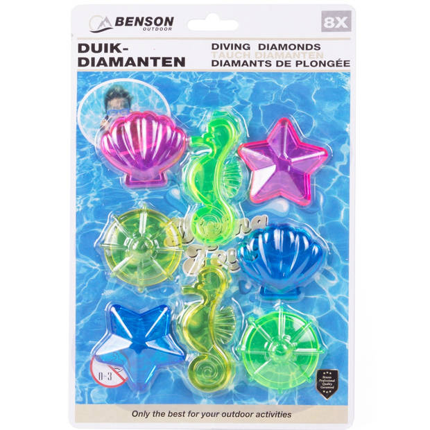 Set van 8x stuks gekleurde duikspeeltjes zwembad speelgoed - Duikspeelgoed