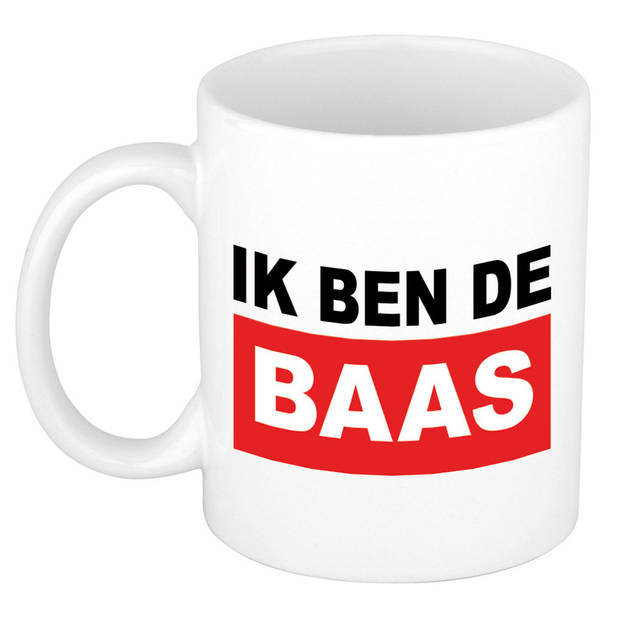 Bellatio Decorations Cadeau mok voor baas - rood - grappig - keramiek - 300 ml - boss - feest mokken