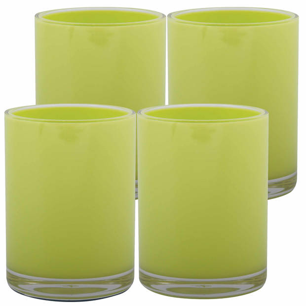 Drinkbeker/limonadebeker - 4x - luxe kunststof - limegroen - 440 ml - Bekers