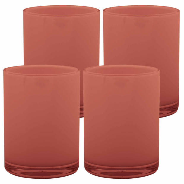 Drinkbeker/limonadebeker - 4x - luxe kunststof - terracotta - 440 ml - Bekers